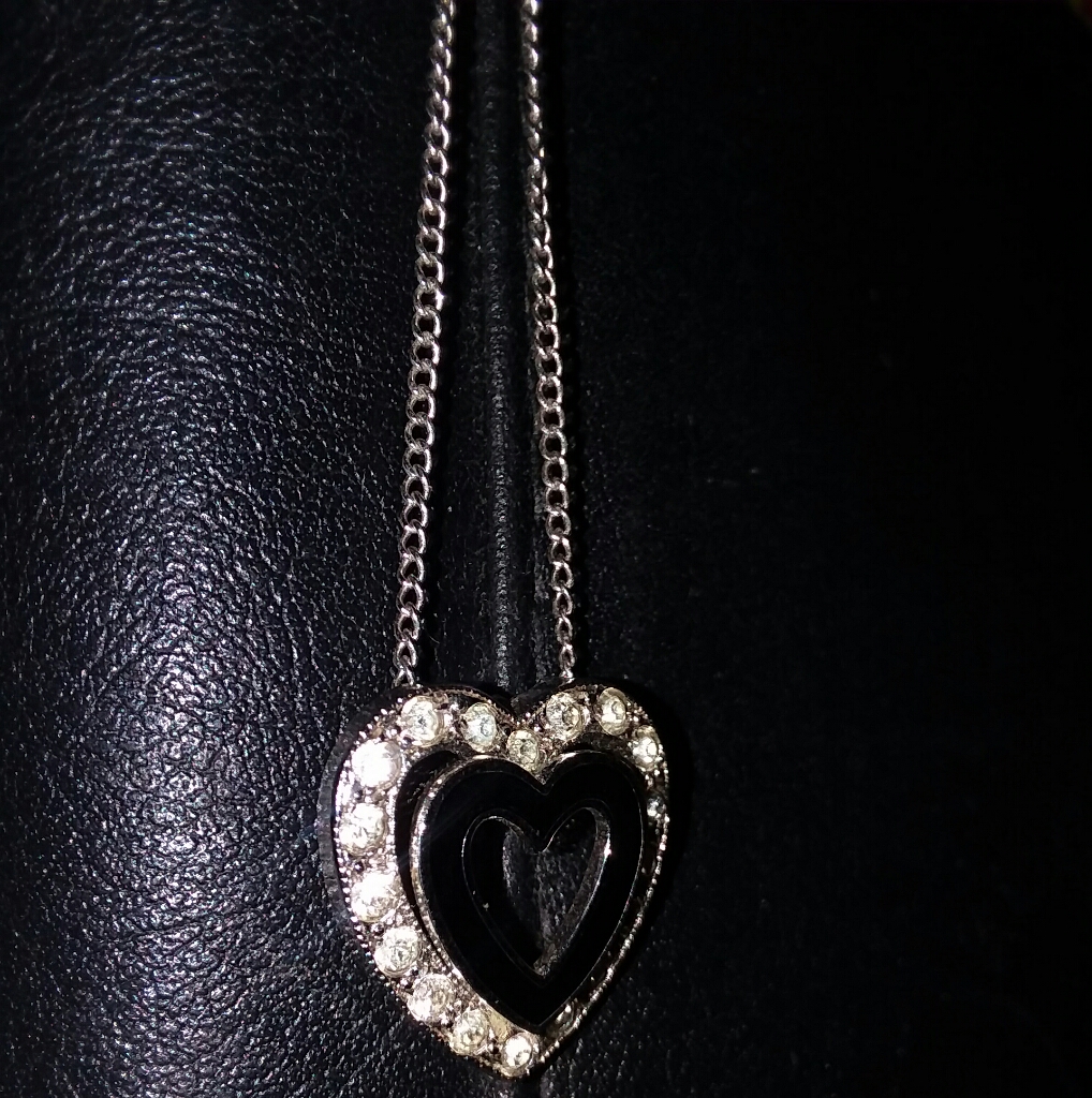 Pure Sterling Silver Black Heart Pendant 30$